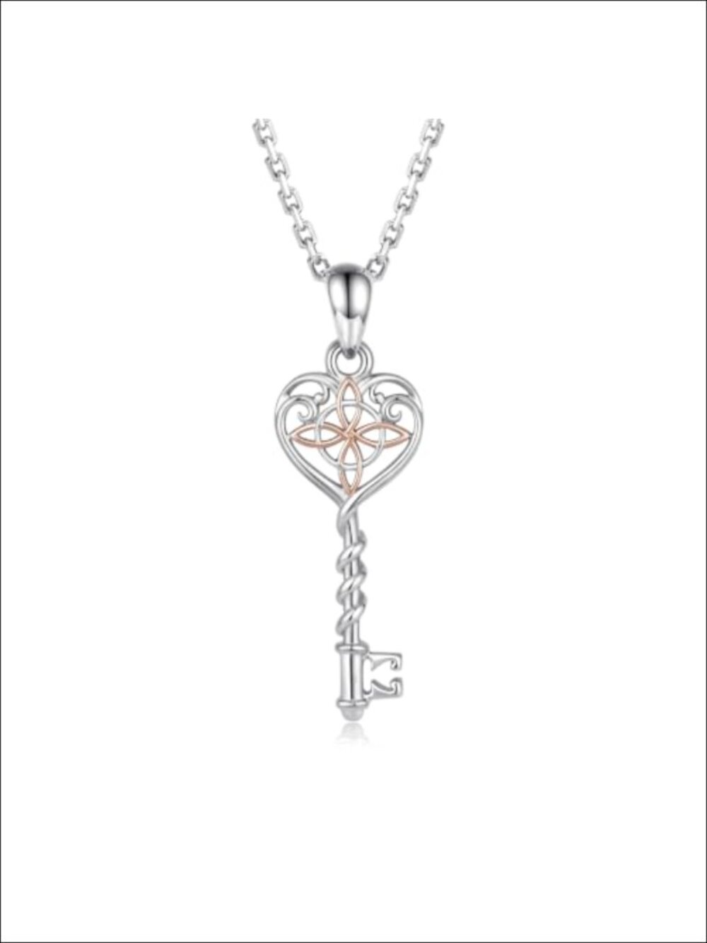 925 Sterling Silver Witch Knot Key Pendant Necklace